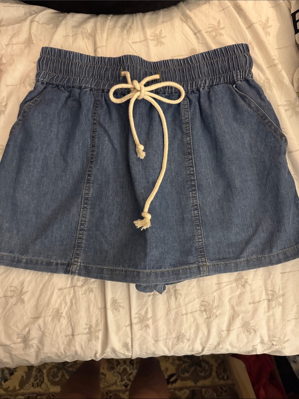 Mustard Seed Blue Denim Drawstring Skort